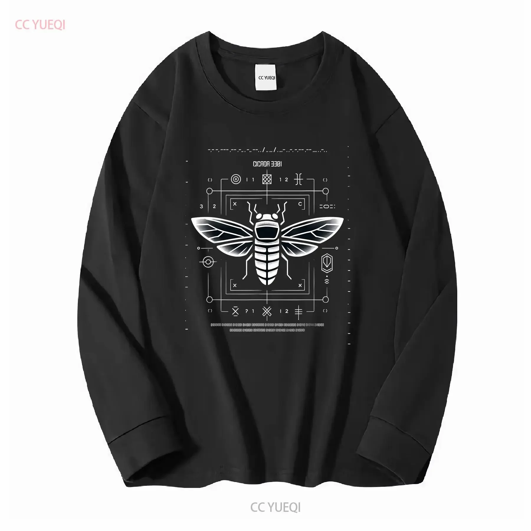 Cicada Cypher Morse Binary Code Puzzle Minimal Geek Chic T Shirt vintage Washed Top For Everyday Wear Unisex fashion