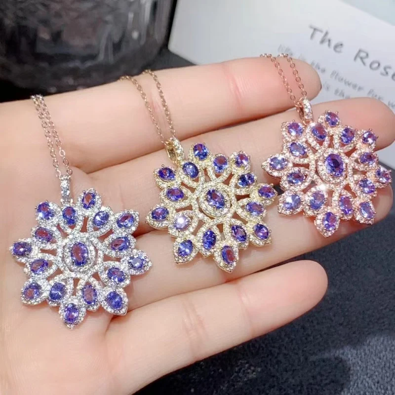 

925 Silver Inlaid Natural Tanzanite Women'S Pendant Main Stone 3X4Mm