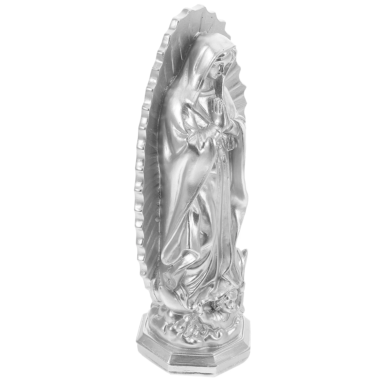

Blessed Mother Resin Statue Indoor Home Decor Serene Catholic Sculpture for Mantel Balcony Church Devotional Religious Wall Art