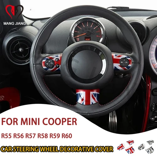 Imagen 1 del producto Pegatinas de cubierta de botón de Panel central para volante de coche, accesorios de decoración Interior para Mini Cooper R55 R56 R57 R58 R59 R60