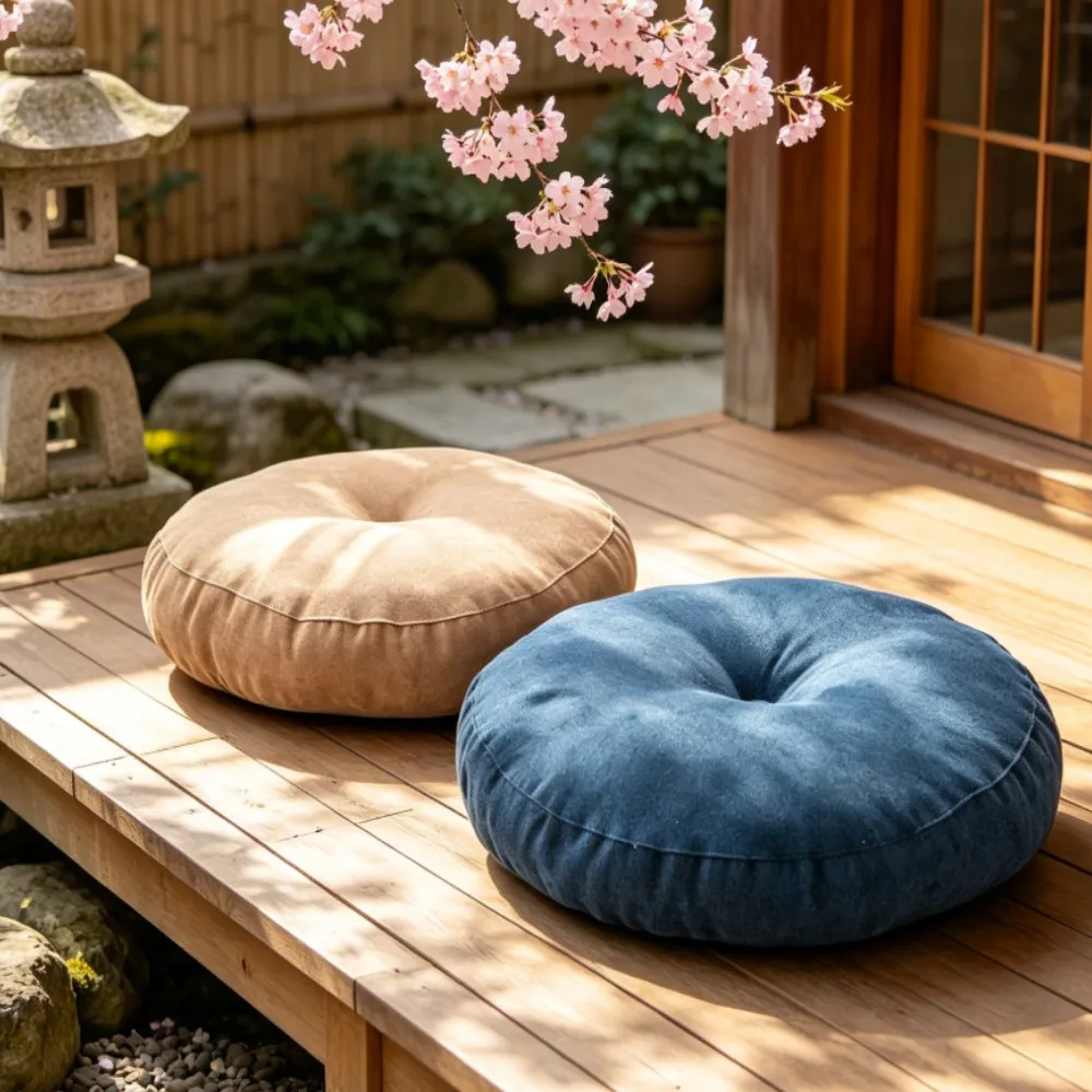 Übergroßes Tatami-Meditations-Bodenkissen Runde Sitzauflage Matte Pouf Sofa Stuhl Bett Auto Sitzkissen zur Entspannung