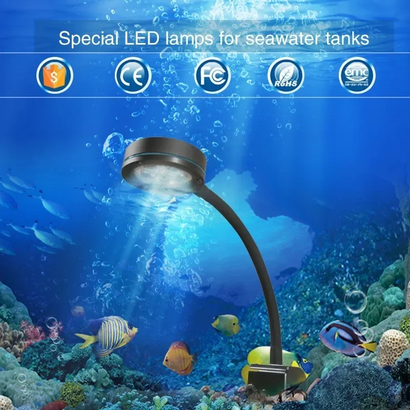 

Aquarium Q2-B LED Light 9W Sea Water Lighting Chips Saltwater Clip-on Lamp Marine Coral Reef Fish Nano Tank Sunrise Sunset