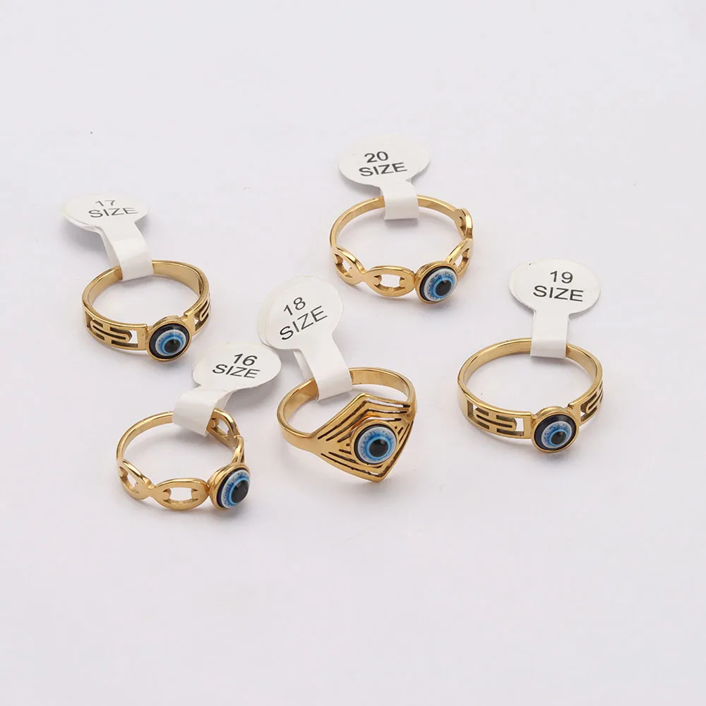 24 Teile/los Klassische Punk Teufel Auge Edelstahl Blue Eye Ring Großhandel Modische Rock Party Schmuck Geschenk – Detail 8
