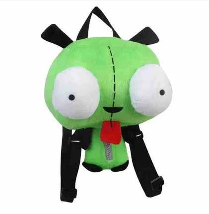 Sac à dos en peluche vert alien invader Zim Gir 14 pouces tout neuf