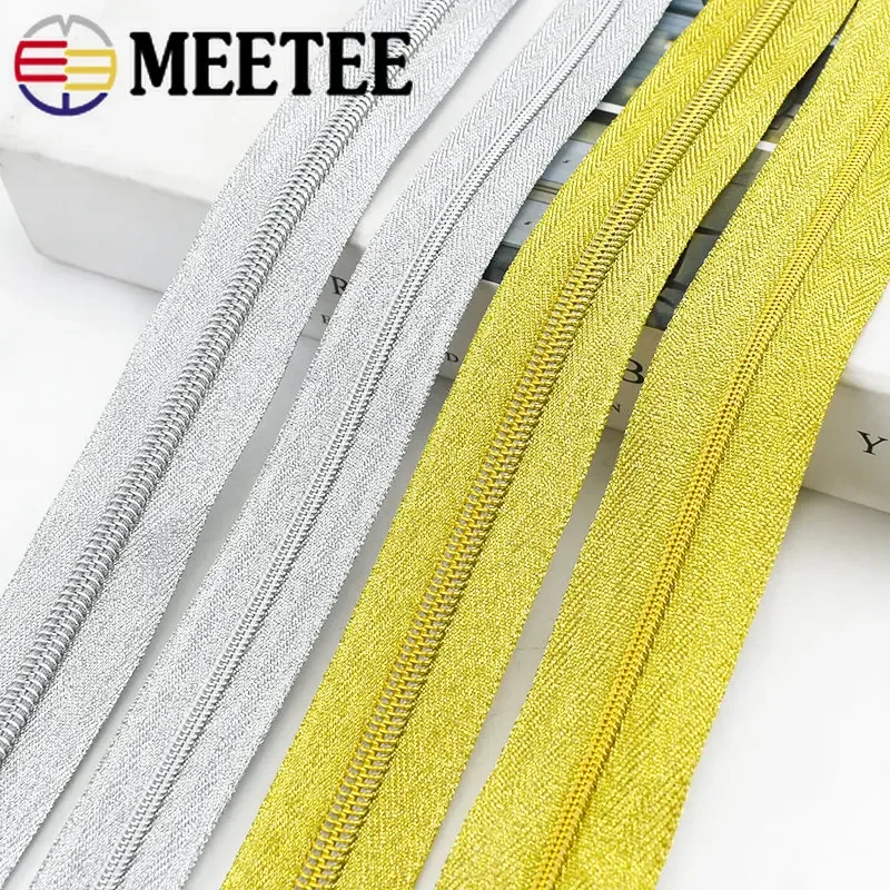 1/2/3/5/10Meters Gold Silver 3# 5# Sewing Zipper Plastic Nylon Zippers For Jacket DIY Zip Sports Coat Garment Accessories