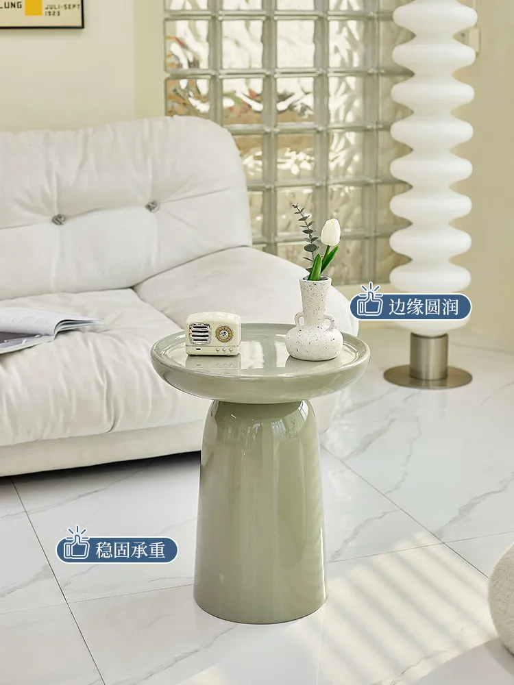 Simple cream wind small round table household living room sofa side table coffee table bedroom light luxury
