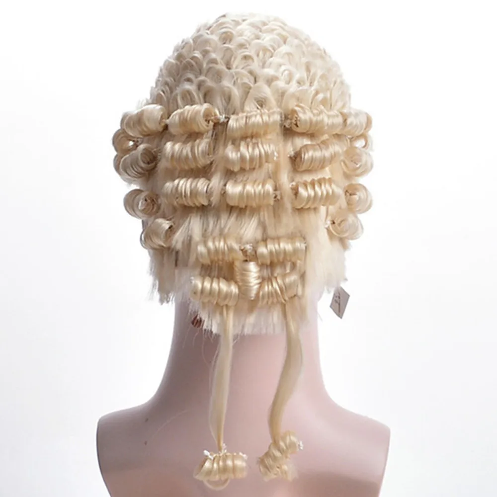 Synthetic Lawyer Wig Short 613 Blonde Curly Wigs  Handmade Finest Quality Horsehair Judicial Wigs For Use in Court Barrister Wig