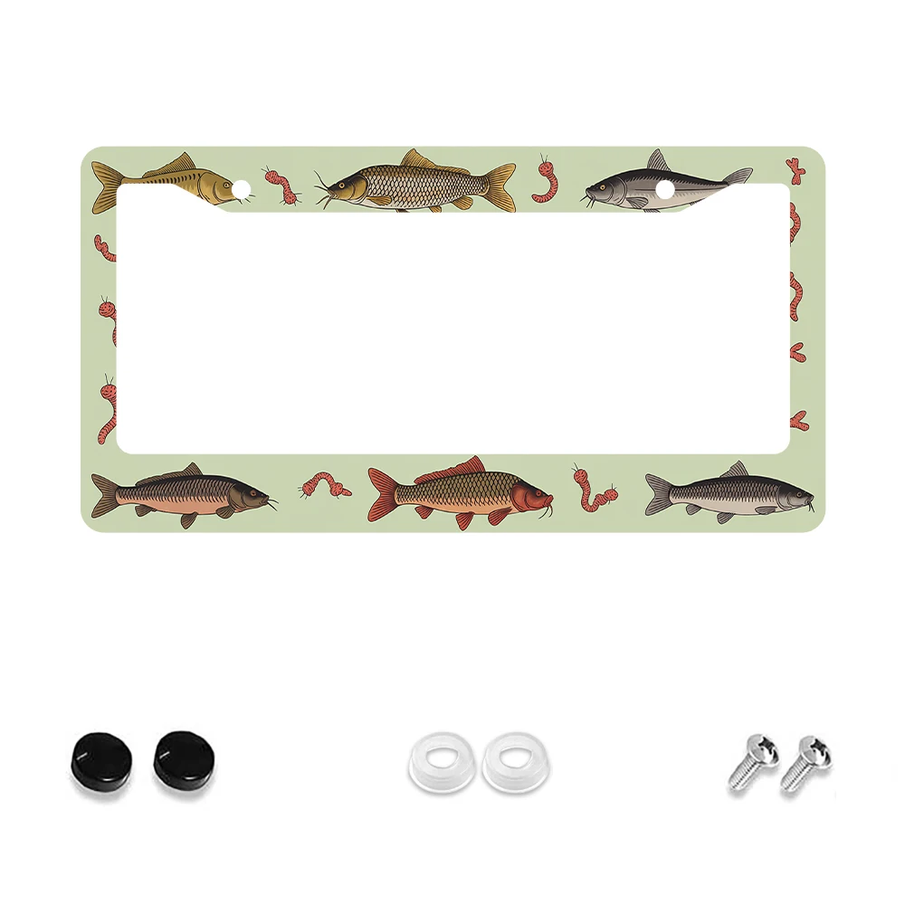 

1 шт., рамка номерного знака зеленого цвета с рисунком рыбы и червяка, 2 отверстия, алюминиевый материал, 6x12 дюймов, с набором винтов, новинка в стиле ретро