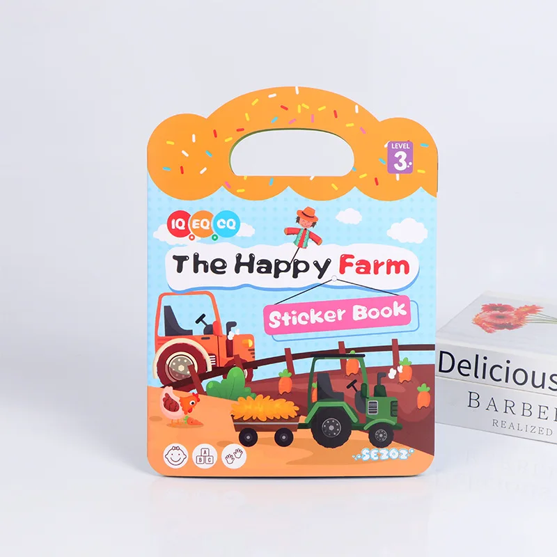 Adesivi in silicone Sezoz riutilizzabili Crea temi diversi per bambini Libro di adesivi per l'educazione precoce del puzzle dei cartoni animati