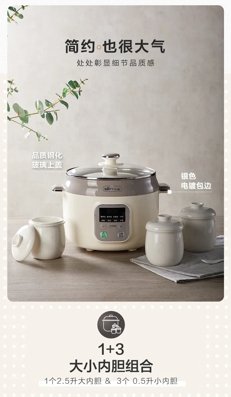 220V Automatic Electric Stewpot Soup Pot with Ceramic Pot