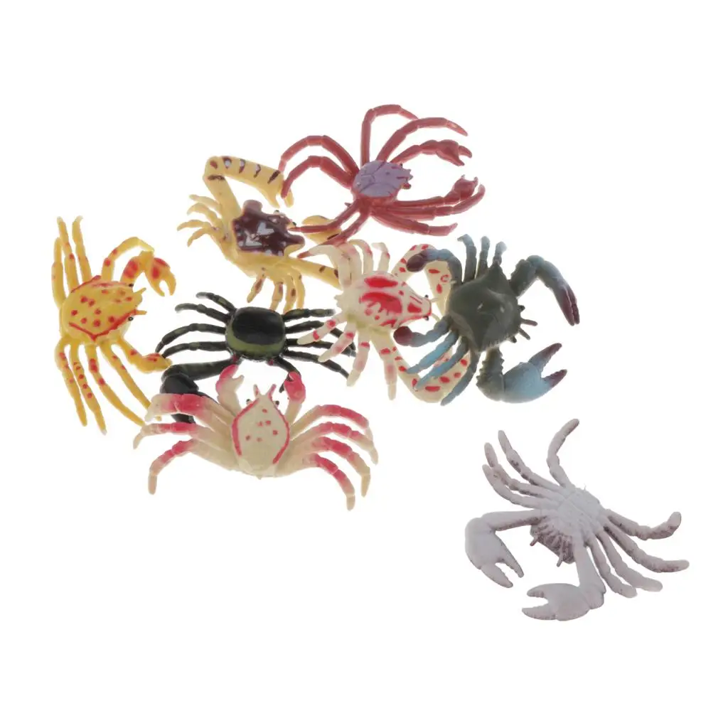 2-4pack Plastic Insect Animal Model Figures Simulation Toys Crab 8pcs