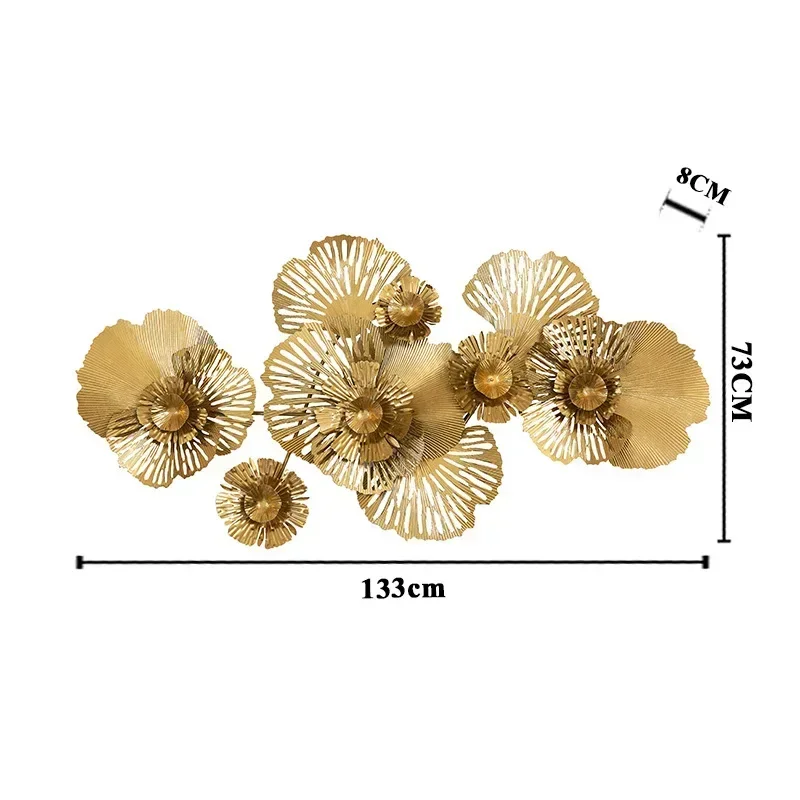 Home Decoration Iron Art Gold Wall Deration Club Flower  Decorations Light Luxury Hollow