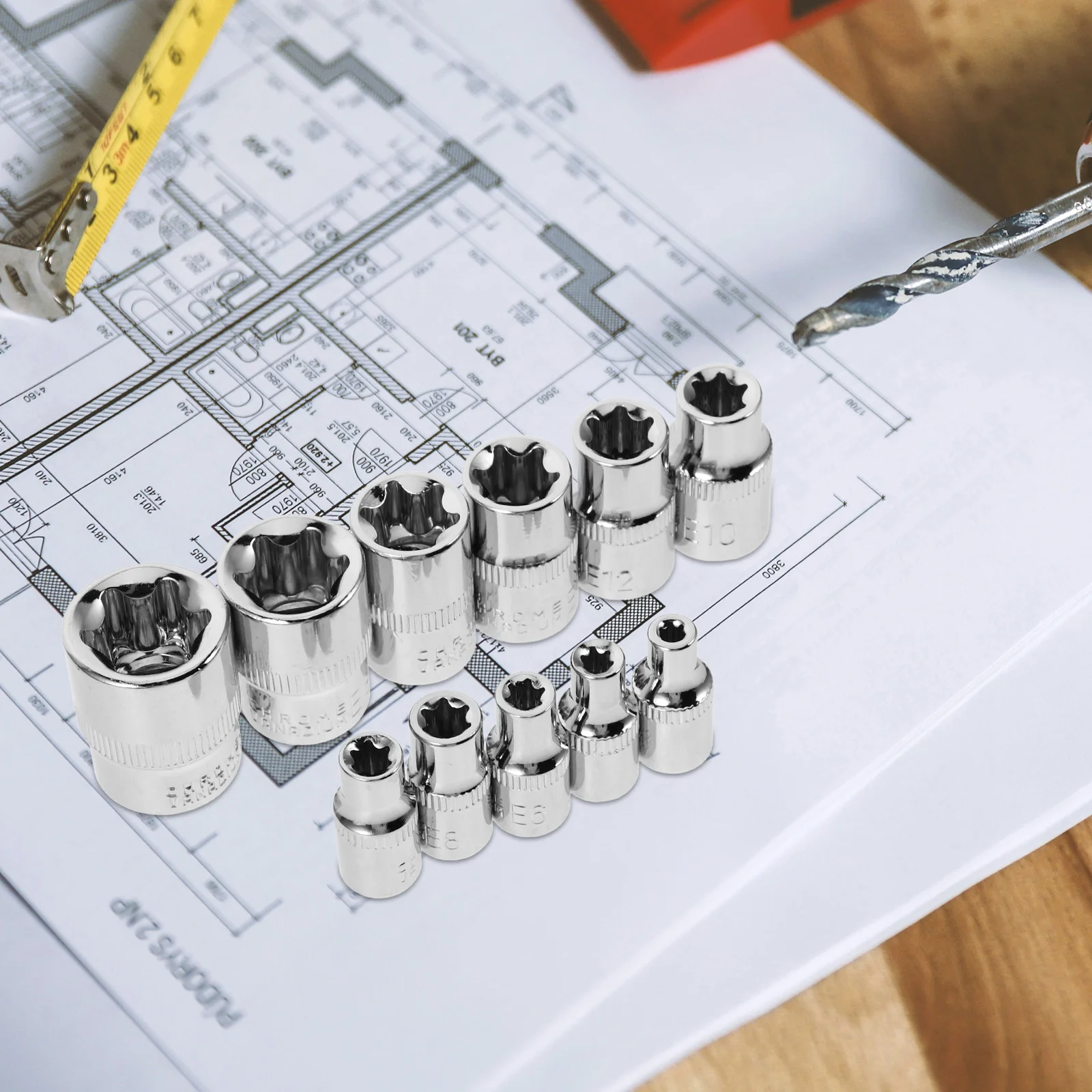 

11pcs Hexagonal Socket Vanadium Steel Long Sleeve Heat Treated Anti-Slip Rust Resistant For Car Repair Diy Tool Set Plum Blossom