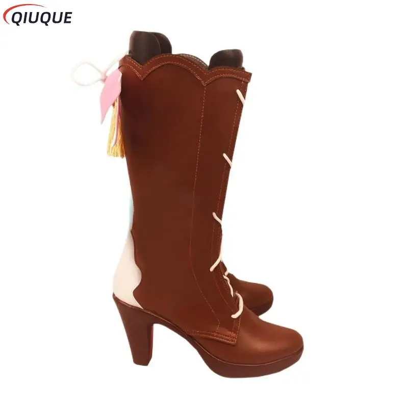 Kamisato Ayaka Neue Haut Springbloom Missive Cosplay Schuhe Frauen Mid-bein Stiefel Spiel Genshin Impact Cosplay Zubehör Requisiten