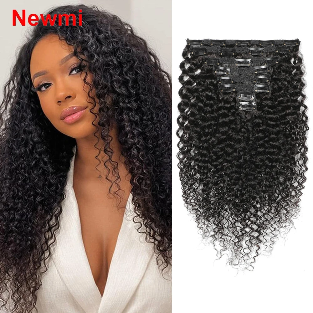 

Накладные кудрявые волосы Kinky Curly из натуральных человеческих волос 3C, бразильские, натуральные черные, 8 шт., 110 г/набор