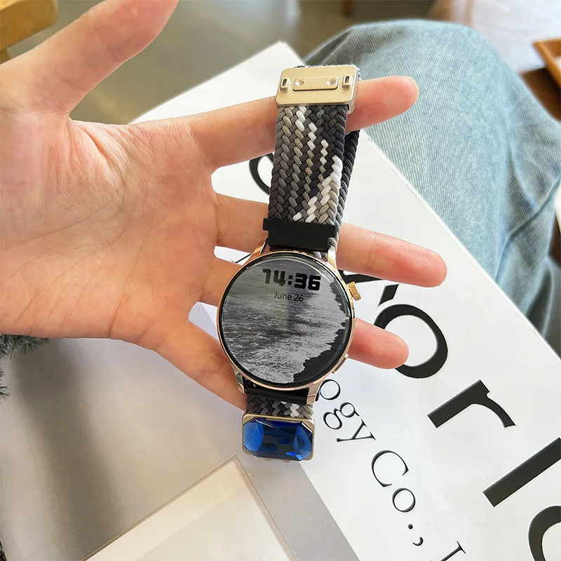 22 مللي متر مشبك مغناطيسي معصمه مناسبة لساعة هواوي 5 46 مللي متر الأحجار الكريمة النايلون حلقة حزام لساعة هواوي GT5pro 5 4 3 46 مللي متر