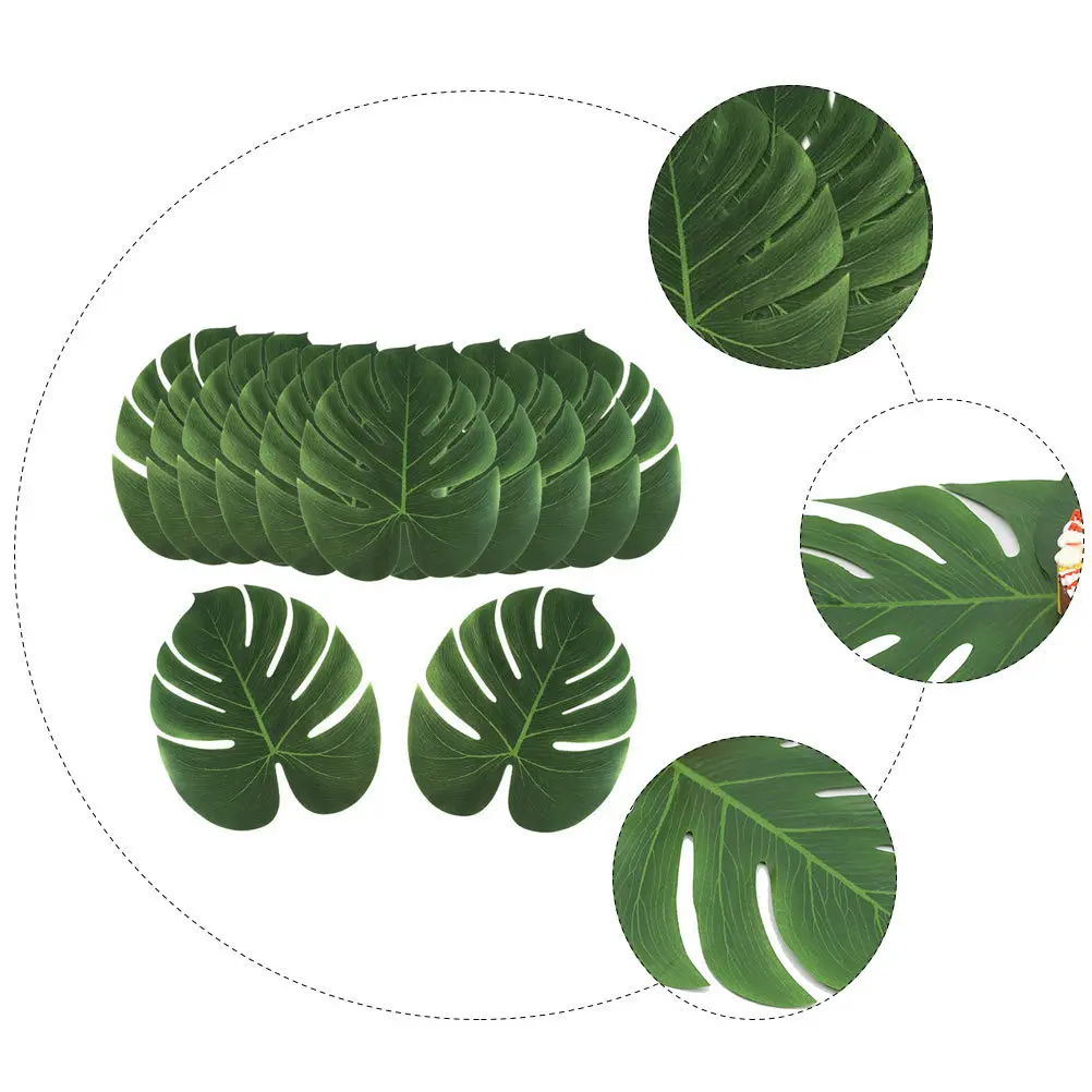 

12Pcs Placemats Table Mat Artificial Tropical Palm Leaves for DIY Dining Decor Hawaiian Party Home Decoration Monstera Leaf