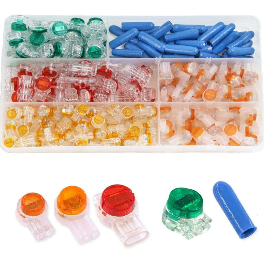210PCS Waterproof Telephone Wire Connector Kit K1-UY/K2-UR/K3-UR2/K5/B Data Phone Wire Crimp Terminal Connectors Assortment