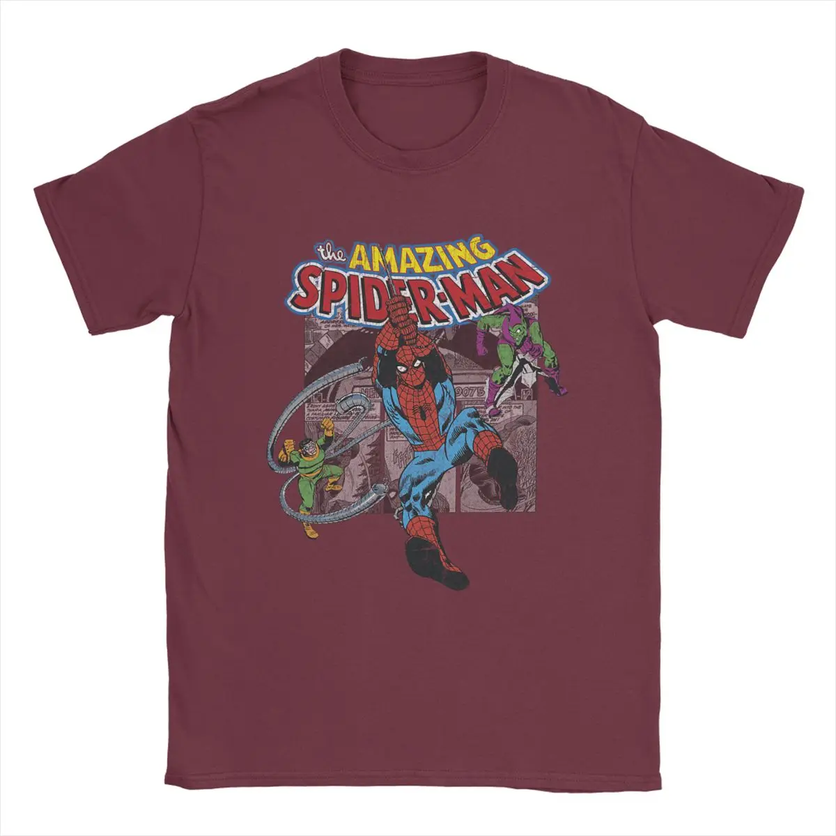 Camiseta de Spiderman para hombre, camisa de manga corta con cuello redondo, ropa clásica de algodón puro