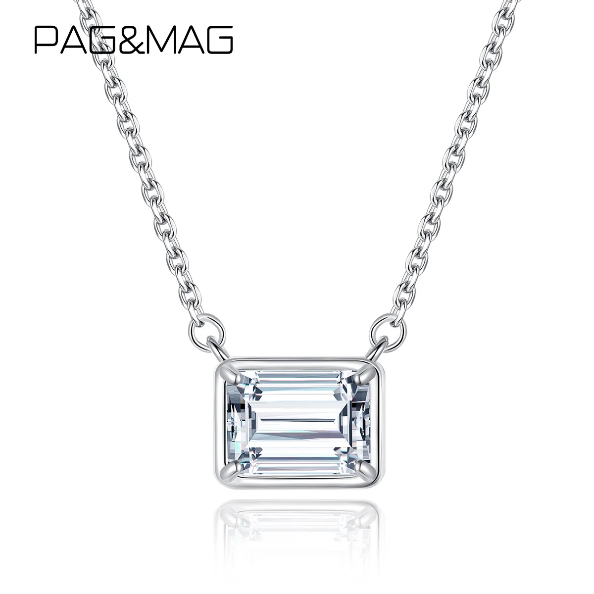 

PAG MAG 1CT 925 муассанит ожерелье с блестящими квадратными бриллиантами ювелирные изделия модные винтажные аксессуары для женщин свадебная свадьба
