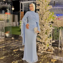 Jirocum Elegant Mermaid Muslim Prom Dress Women's High Neck Chiffon Party Evening Gown Floor Length Special Occasion Dresses