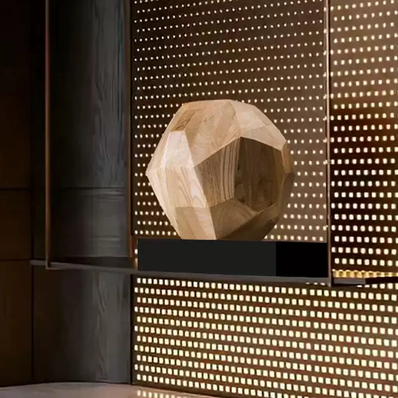 ！@Geometric Faceted Solid Wooden Artwork Sculpture Modern Minimalist Art Decor for Home Hotel Office