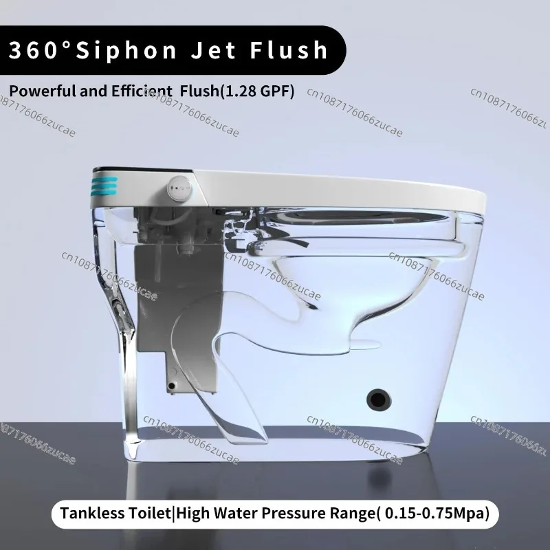مرحاض سيراميك كهربائي أوتوماتيكي عالي الجودة وعاء مستدير ذكي مع وظيفة التحكم عن بعد للصرف على الأرض #3