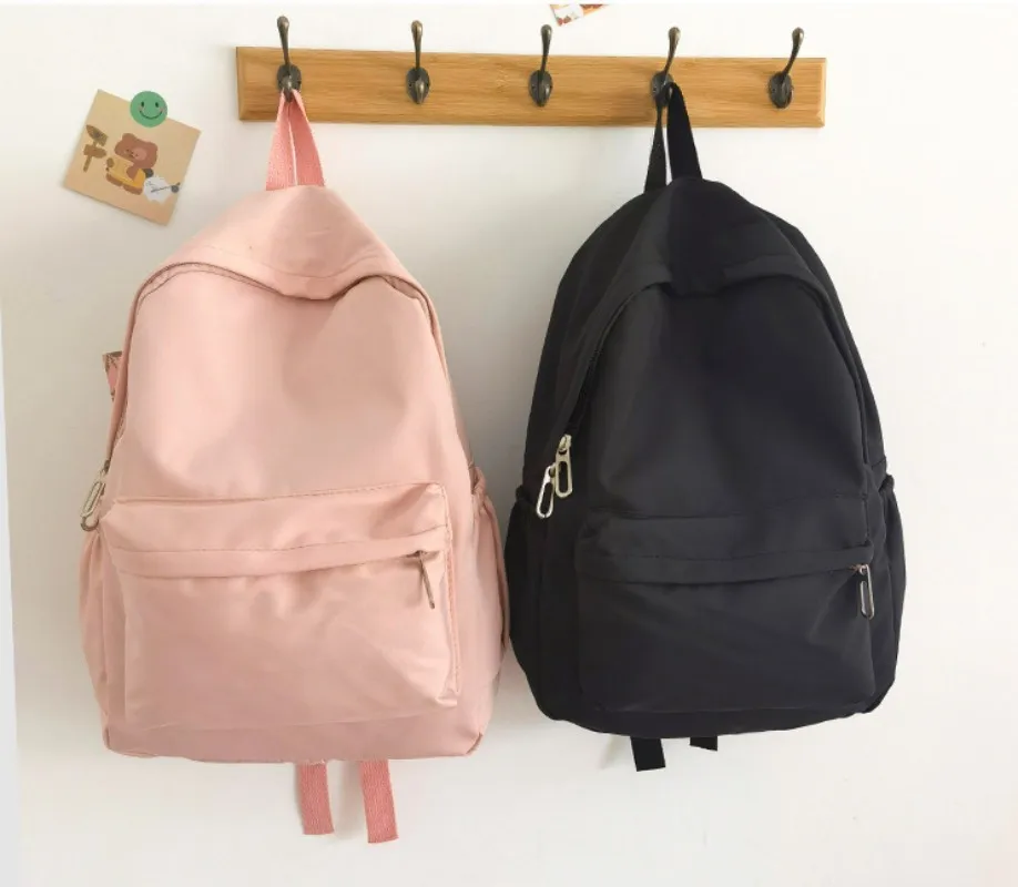 1 pz zaino in Nylon per le donne borsa a tracolla di grande capacità borsa da viaggio Casual tinta unita studenti zainetto zaini all'aperto