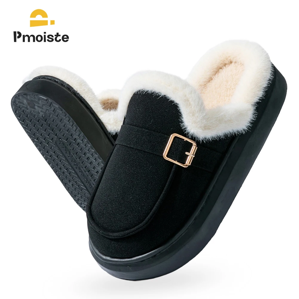 

Women House Slippers EVA Warm Bedroom Platform Memory Foam Female Cushion Living Room Shoes Slip On Winter Indoor Home Luxury