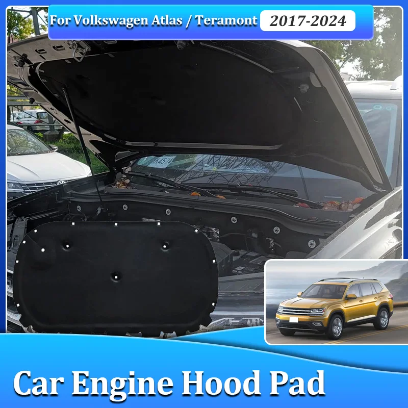 For Volkswagen Atlas Teramont MK1 2017-2024 Engine Hood Sound Pad Heat Insulation Cotton Covers Soundproof Mat Auto Accessories