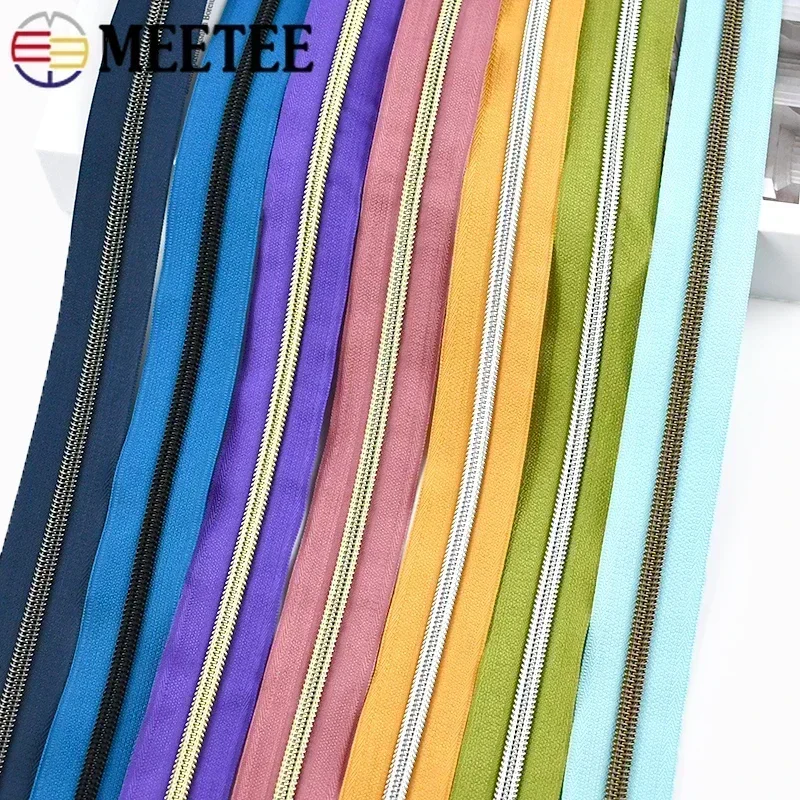 1-5Meters 5# Meetee Nylon Zipper Tape Bag Jacket Sewing Zippers Closure Clothe Decor Zip Roll By The Meter Zips Repair Accessory