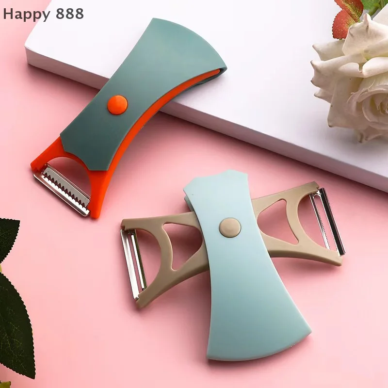 Dual-Function Vegetable And Fruit Peeler With Double Head For Peeling And Slicing
