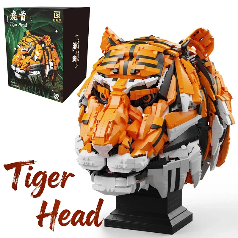 

Creative Tiger Head Building Blocks Model The King of Beasts Animal Assemble Bricks Home Desktop Decoration Toys Gift For Friend