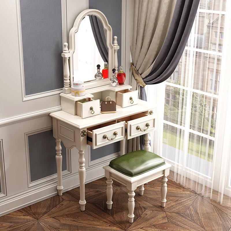 American dressing table modern simple solid wood dressing table European luxury small bedroom online celebrity ins wind