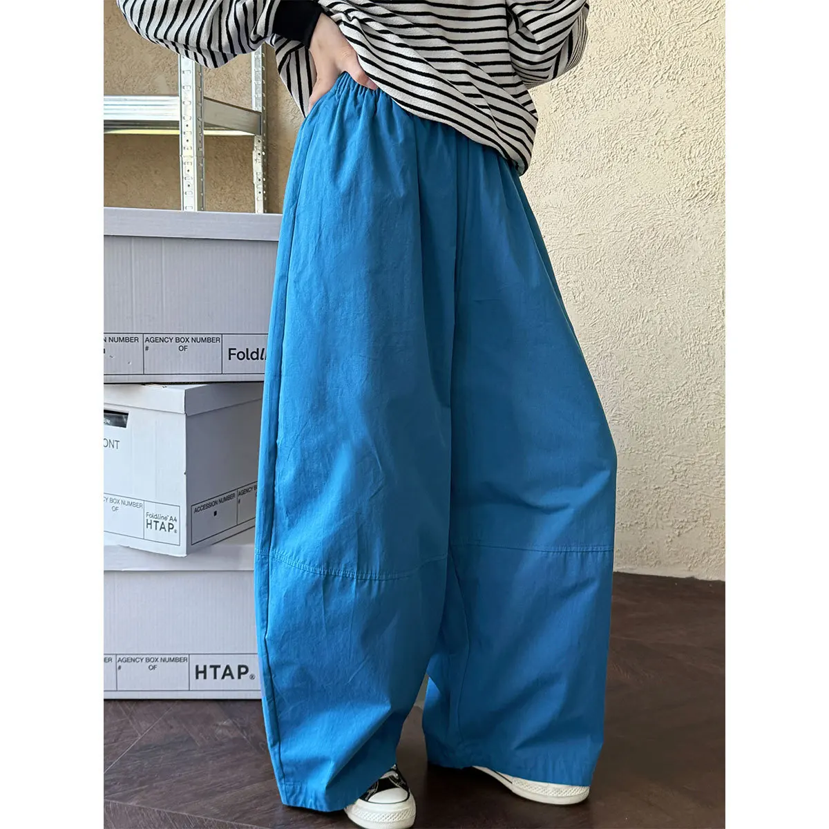

Loose Sickle Women's Summer High Waisted Curved Knife Wide Leg Casual Pants