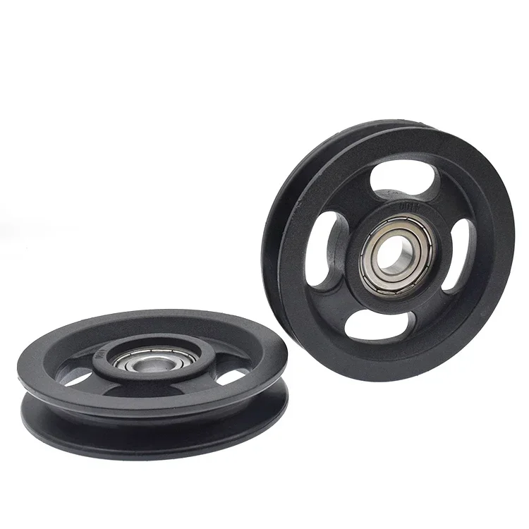 1PC Fitness equipment pulley 6202 bearing plastic-coated nylon wheel 10cm roller wire rope U groove guide wheel 10/15*100*20