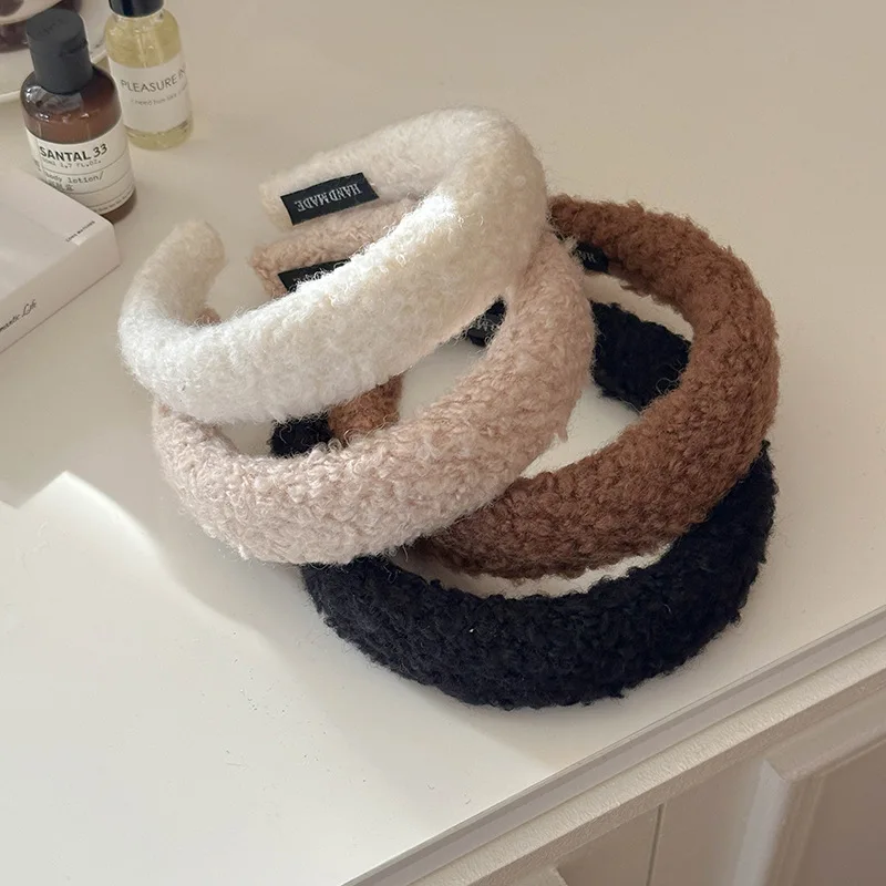 

Autumn Winter Solid Color Lamb Hair Headband Women Fashion Versatile Headband for Daily Use Washing Face Headband Accessories