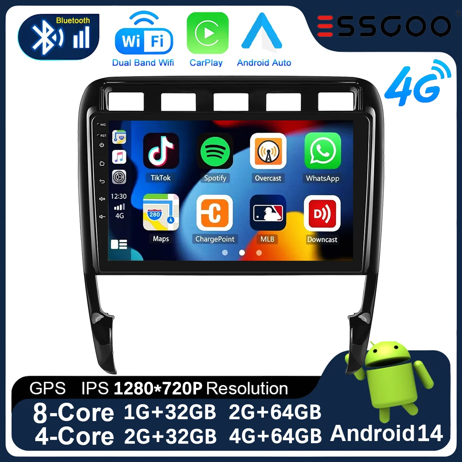 Android 14 Wireless CarPlay Android Auto Radio For Porsche Cayenne I 1 9PA 2002- 2012 4G Car Multimedia GPS Navigation