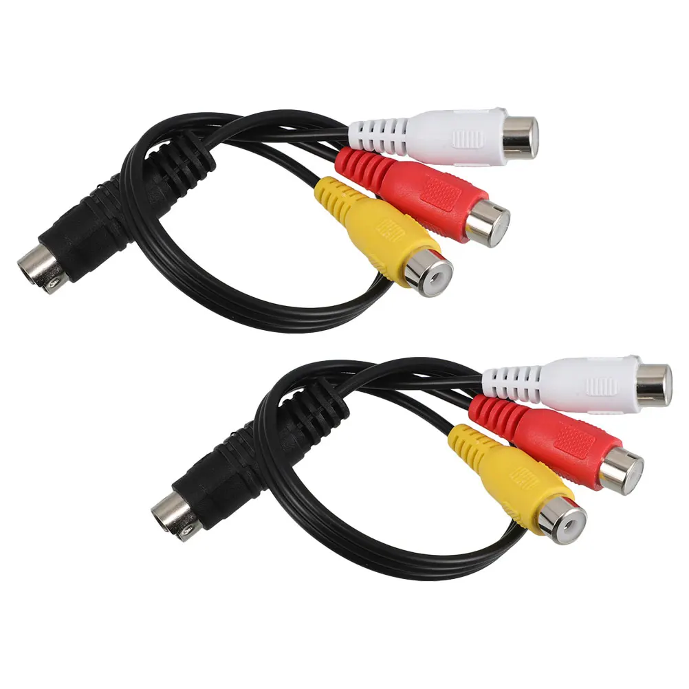 

2Pcs Adapter Cable S-VIDEO to 3RCA Line High Definition Video Input Adapters Audio Video Connectors Wires