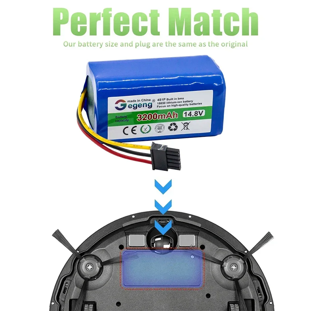 14.4V/14.8V 3500mAh rechargeable Li-Ion Battery N011-4S1P for Xiaomi Mi Robot Vacuum Mop 2 Lite MJSTL E10 E12 B11 Vacuum Cleaner