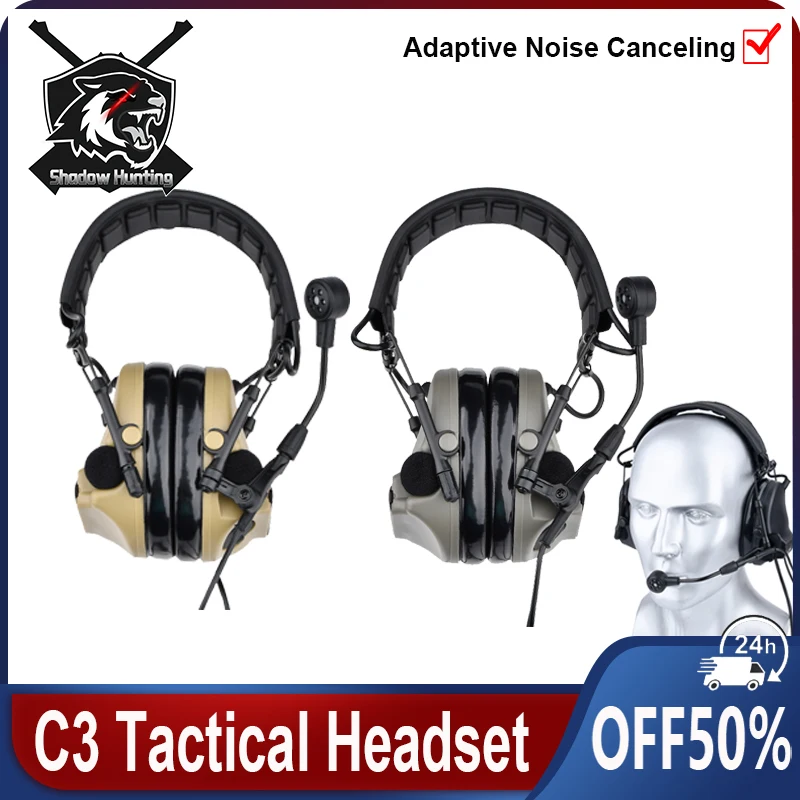 

WADSN C III Tactical Headset Active Pickup Noise Canceling Microphone Dual Communication For Outdoor Shooting Protection