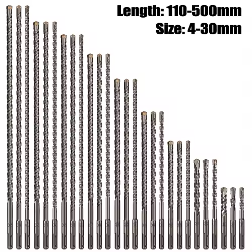 Extended Cross Electric Hammer Drill 110-500mm SDS Plus Through Wall Reinforced Concrete Hard Alloy Four Blade Impact Drill Bit - Image 2