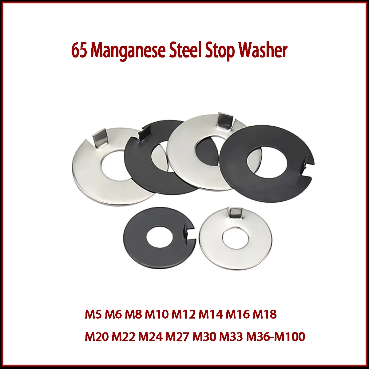 

65 Mn Steel External Tongue Lock Washer - Anti-Loosen Stop Washer for M5 M6 M8 M10 M12-M100 Bolts Industrial Fastener
