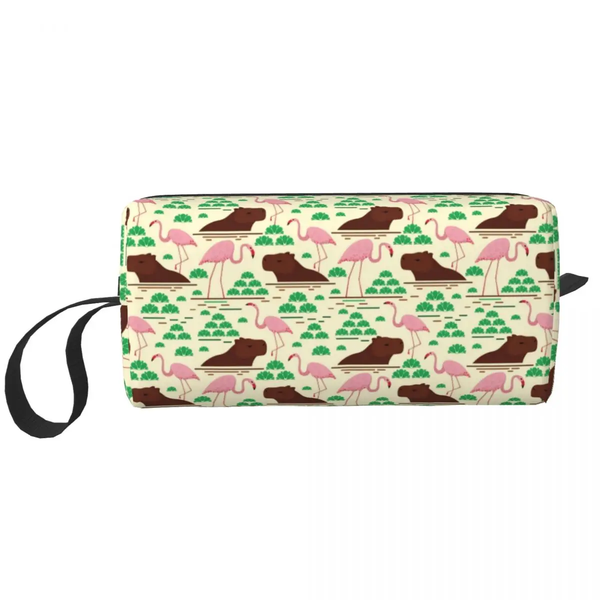 Travel Bright Capybaras And Flamingos Pattern Toiletry Bag Makeup Cosmetic Organizer for Women Beauty Storage Bags Dopp Kit Box