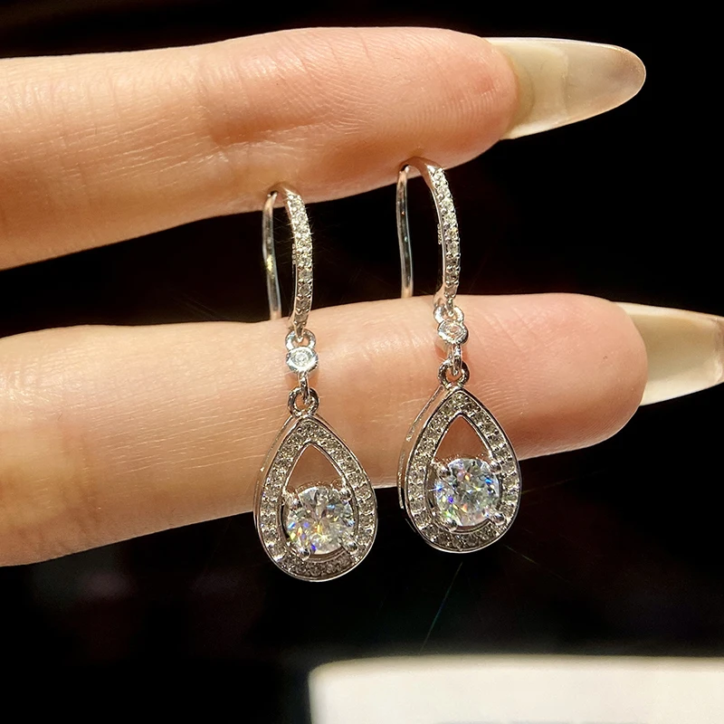 

Stylever Romantic 0.5CT WaterDrop Tassels Real Moissanite Diamond Drop Earrings For Women Real 925 Sterling Silver Fine Jewelry