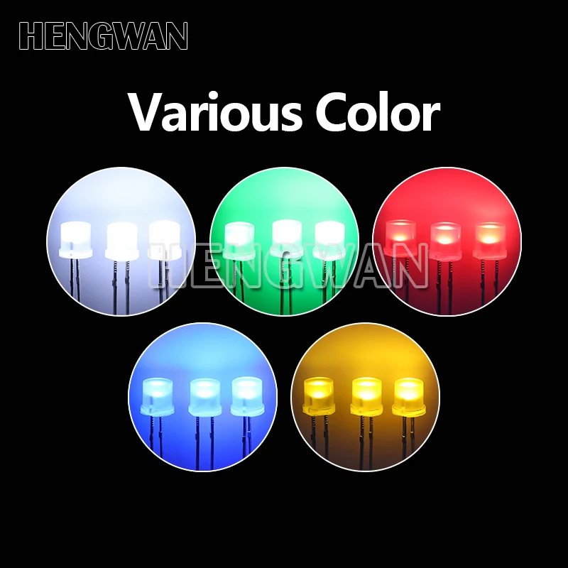 100pcs 5mm Flat Top White Red Yellow Blue Green Assorted Kit Lamp Diode LED Ultra Bright Bulbs Emitting Diodes F5 5MM DIY Light