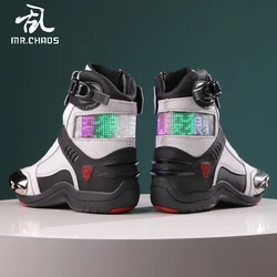 Motorcycle Riding Shoes Men Women Motorcycle Boots Racing Boots High Top LED Illuminated Shoes Botas Moto Masculino