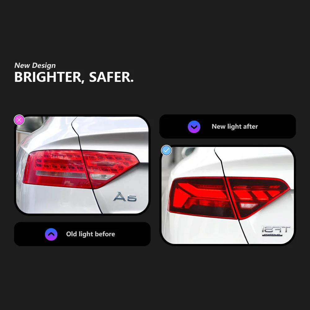 For Audi A5 Taillight Assembly 2008-2016 Old to New S5 Dynamic DRL LED Flowing Turning Signal Rear Tail Light Auto Lamp Parts