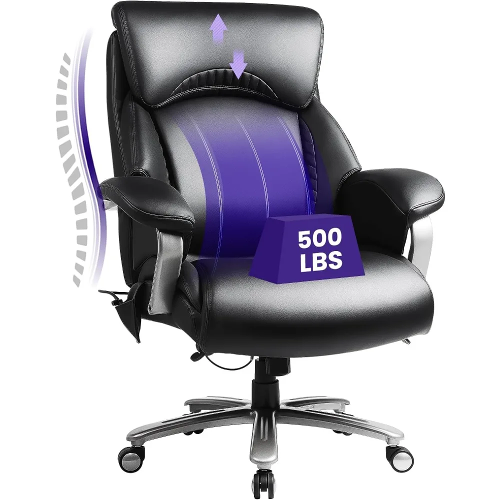 

Big and Tall Office 500lbs-Heavy Duty Ergonomic Computer Extra Wide Seat, High Back Executive Large Desk Chair with Thic