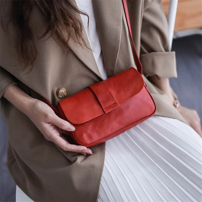 PNDME fashion vintage designer handmade genuine leather women's small red shoulder bag outdoor daily real leather crossbody bag